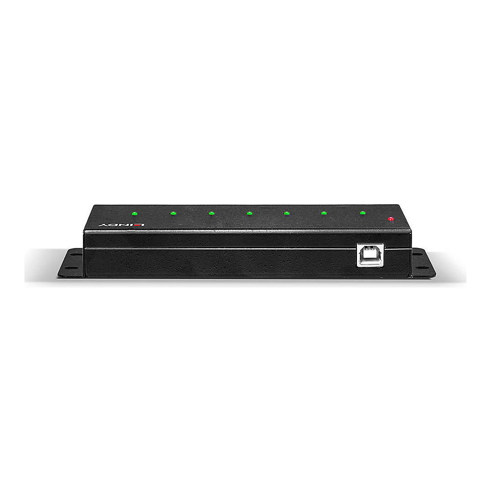 Hub USB LINDY 42794 / USB 2.0 / 7 Porta / Metal / Kabllo USB Type-A në Type-B 1.8 m / Furnizues Energjie - Zezë 4