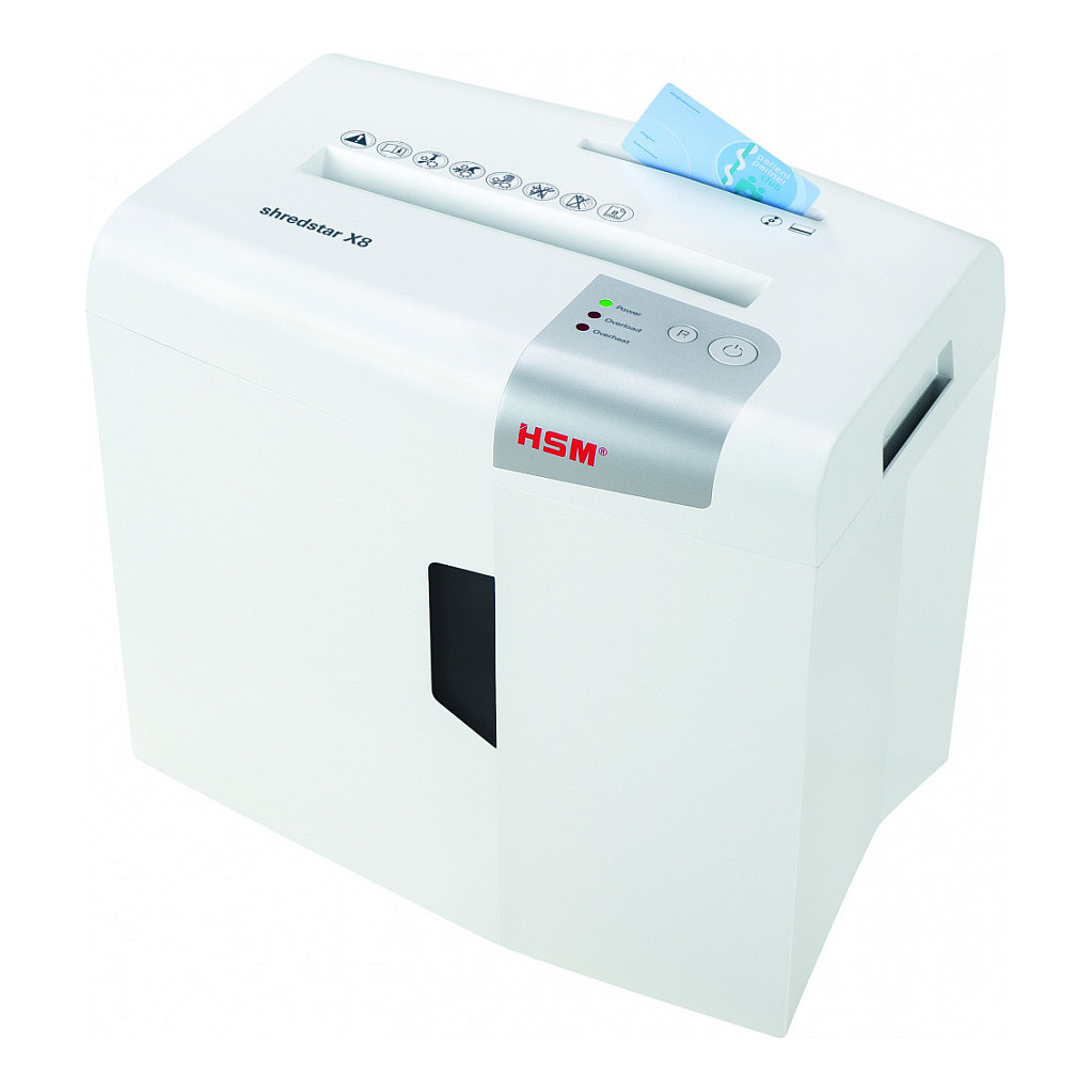 Shredder HSM shredstar X8, Particle-Cut, P-4, 8 fletë, 4,5 × 30mm, 18L, CD/DVD - Argjend, Bardhë 4