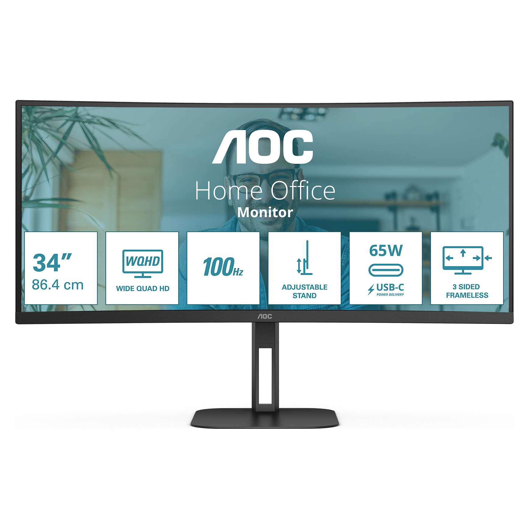 Monitor AOC CU34V5C/BK / 34 Inch / Wide Quad HD / 100Hz / 1ms / I zi