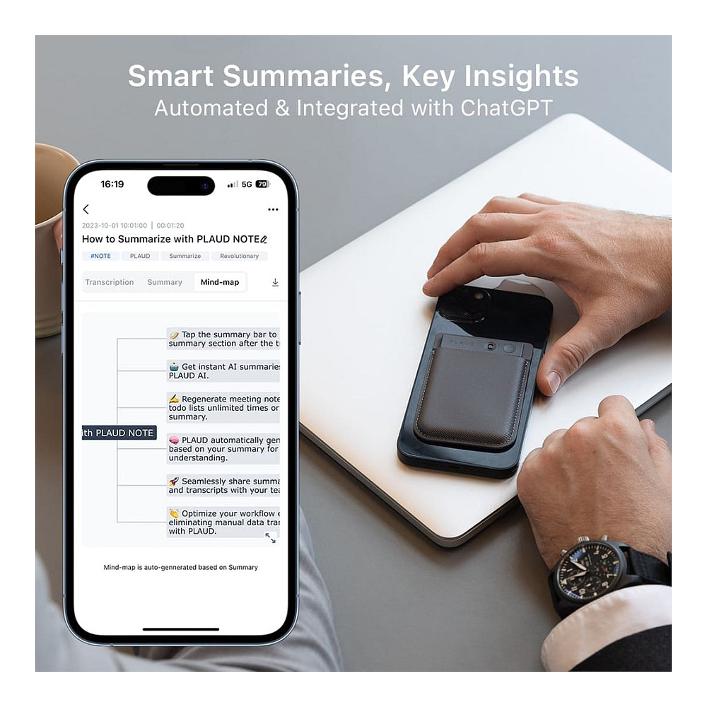Regjistrues Zëri PLAUD NOTE / AI / 64GB / Bluetooth 5.2 / 30 Orë – Argjendtë 5