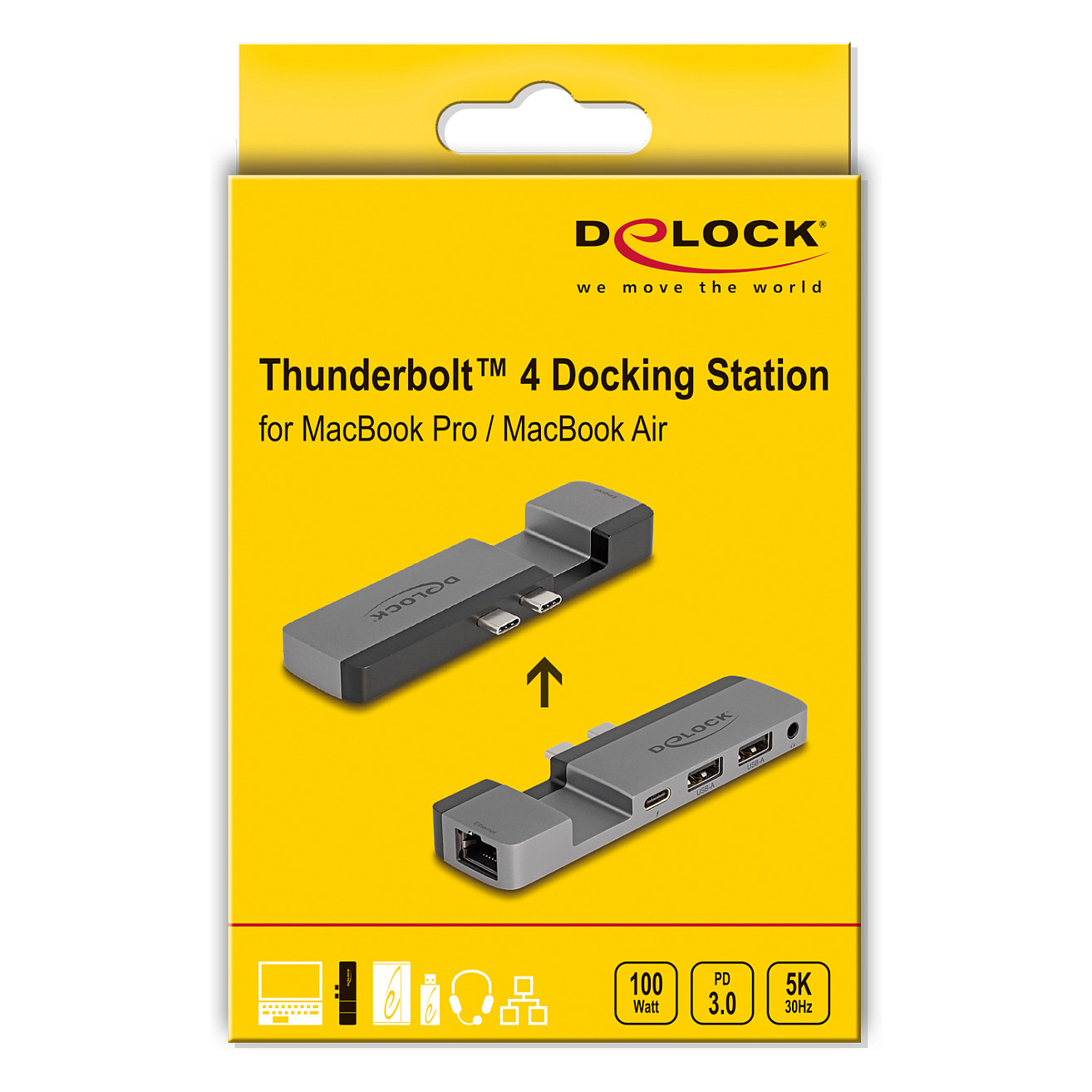 Docking Station për MacBook Pro + Air / Thunderbolt 4 / 5K Resolution / 100W PD / 2xUSB-A / LAN / Audio - Gri / Zezë thumbnail 4