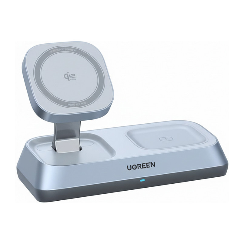 Karikues Wireless UGREEN MagFlow W711, 3-në-1, Qi2 25W, për iPhone, AirPods dhe Apple Watch – Argjend/Zezë