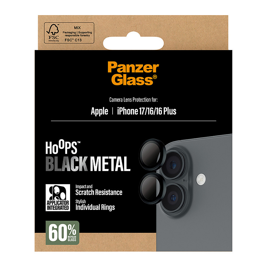 PanzerGlass Hoops Black Lens Protector for iPhone 17 / 16 / 16 Plus thumbnail 3