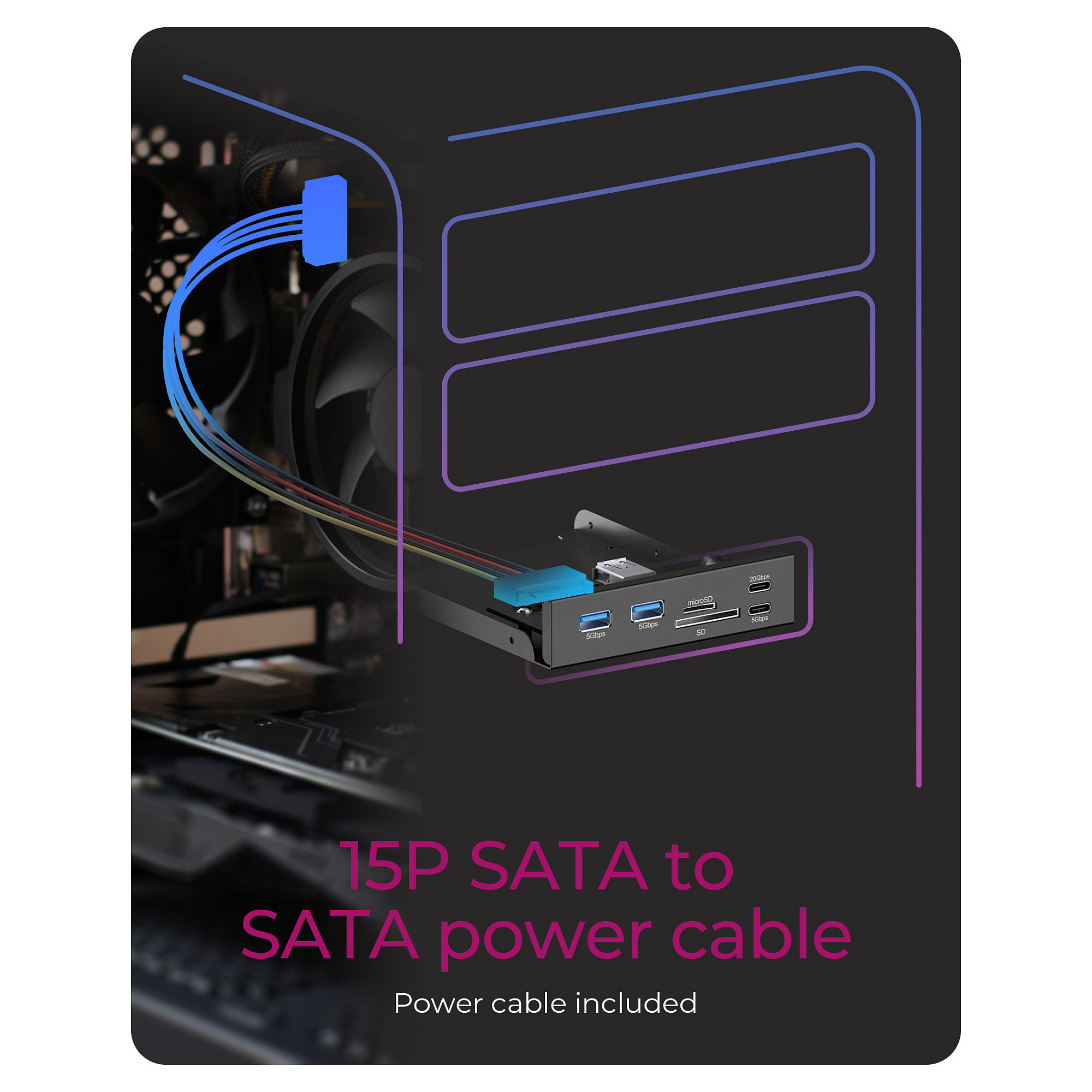 Hub ICY BOX IB-HUB1419-i3, 2x USB-A, 2x USB-C, SD, microSD, 20Gbps, 3.5" - Zezë 4
