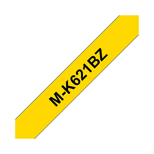 Shirit Etiketimi Brother M-K621BZ, Tipi M, 9 mm × 8 m, Tekst i Zi në Shirit të Verdhë 2