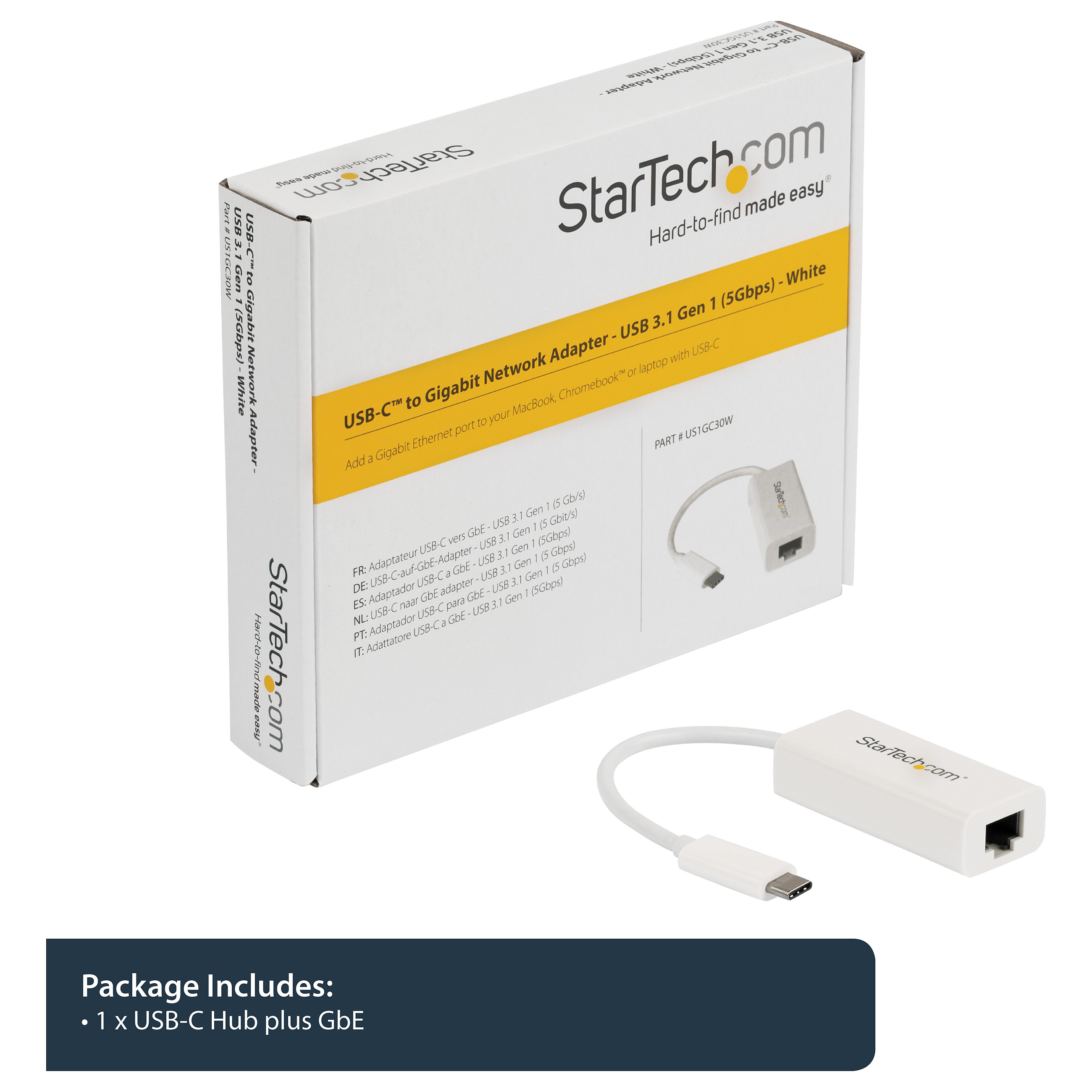 Adapter Rrjeti USB StarTech.com US1GC30W, USB-C 3.2 Gen 1, 1x Gigabit LAN RJ45, 10/100/1000Mbps, Realtek RTL8153 - Bardhë 7