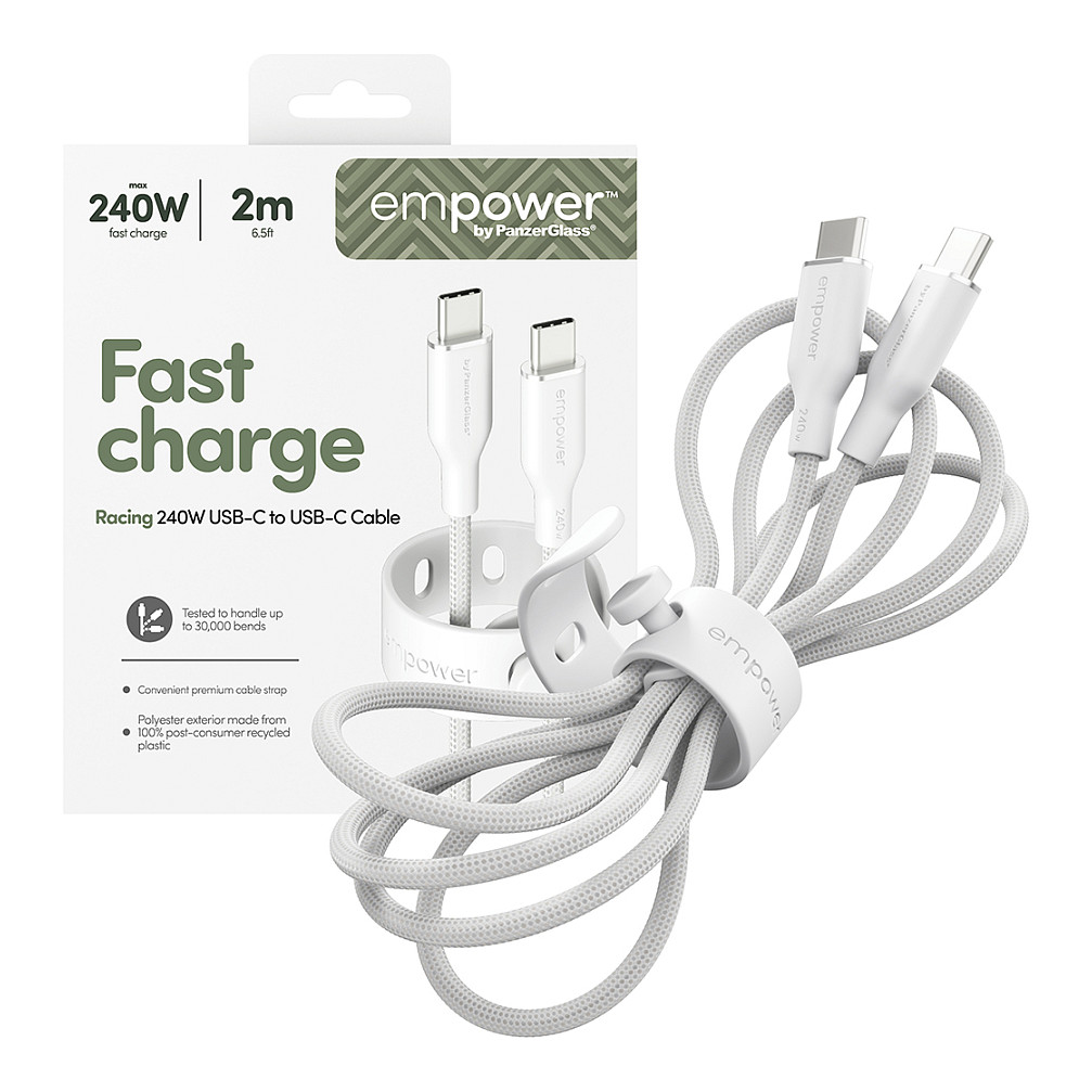 Kabllo empower by PanzerGlass Racing, EM86681, USB-C në USB-C, USB 2.0, 240W, 2 m - Bardhë 5