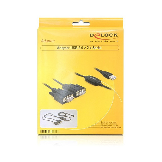 Adapter DELOCK USB 2.0 → Serial / 2×9‑Pin (Plug) thumbnail 2