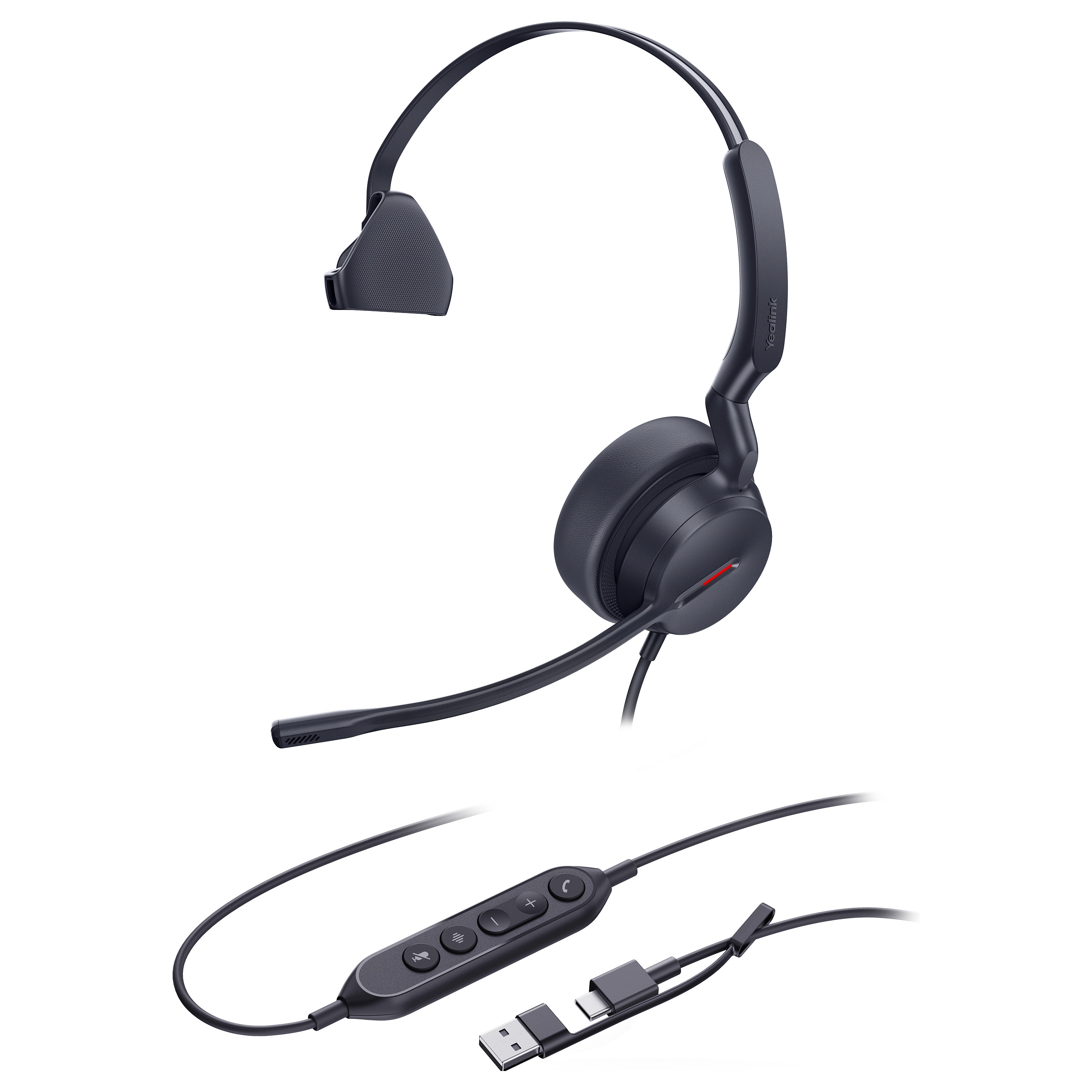 Kufje me kabllo Yealink UH44 Mono USB-C/A / USB-C + USB-A / Mono / 2.15 m - Zezë 3