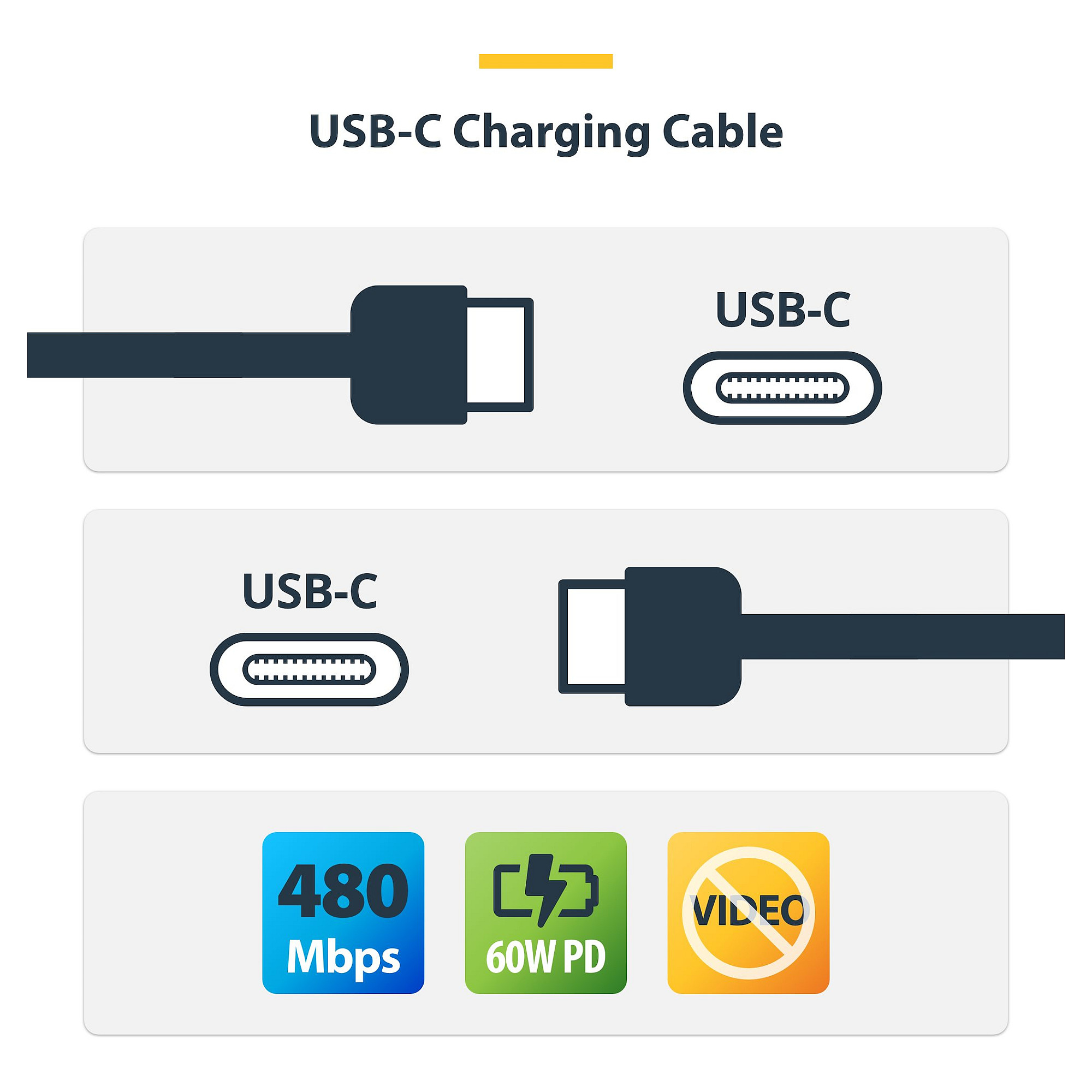Kabllo USB StarTech.com USB2CC3MNCBR / USB-C në USB-C / 3m / USB 2.0 / 60W / 3A - Zezë thumbnail 5