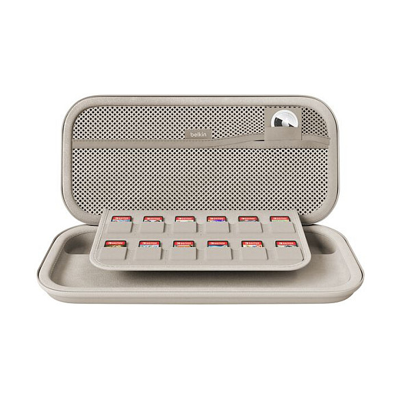Këllëf për Konzolë Belkin ENA002HQSA / Nintendo Switch 2 / Rezistent ndaj Goditjeve / Hapësirë për 12 Lojëra / AirTag / 293 × 145 × 46 mm – Bezhe 2