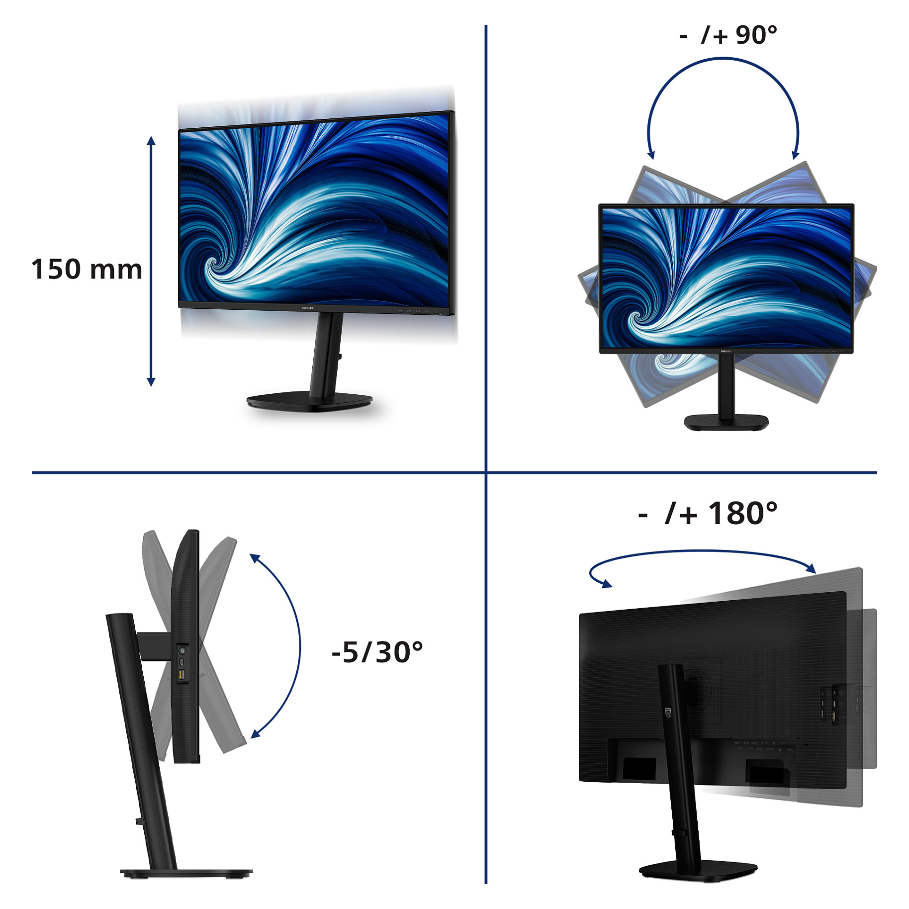 Monitor Philips 27B2U3301, 27", Full HD IPS, 120Hz, HDMI+DP+USB-C+USB - Zezë 9