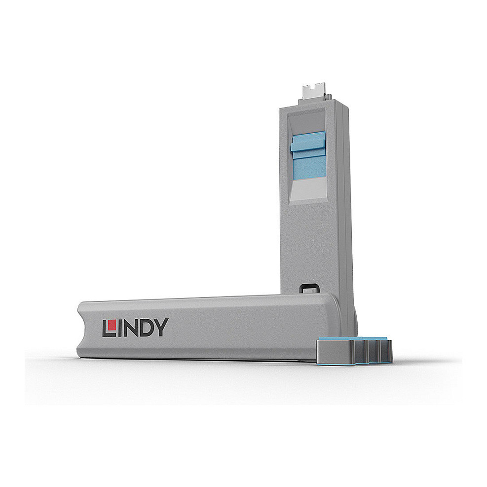 Bllokues portash Lindy 40465, USB-C, 4 copë, me çelës - Blu