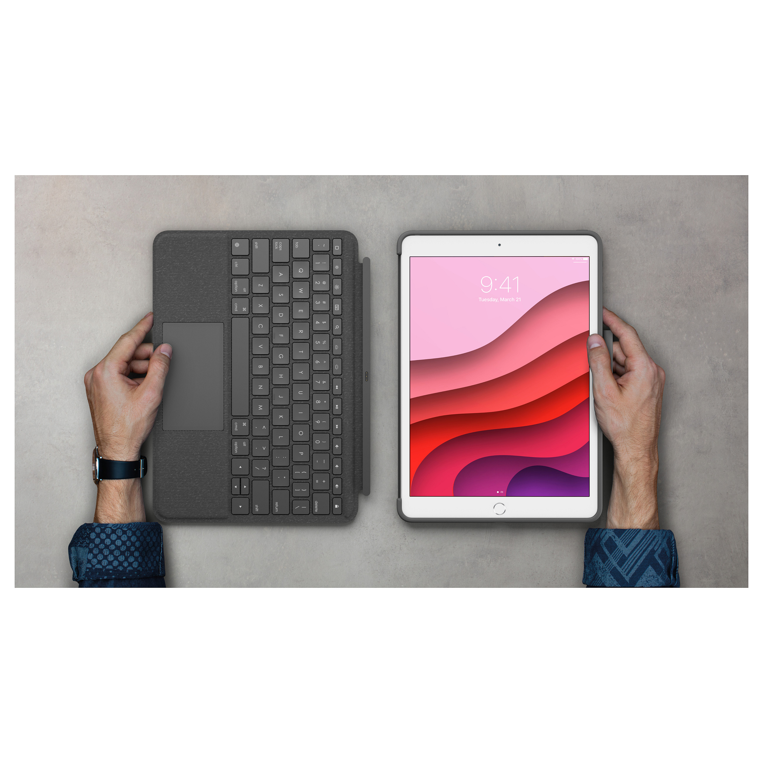 Tastierë për Tabletë Logitech Combo Touch / iPad 10.2" 7th, 8th & 9th Gen / QWERTZ (CH) / Trackpad / Smart Connector / Ndriçim LED / Folio – Gri 7