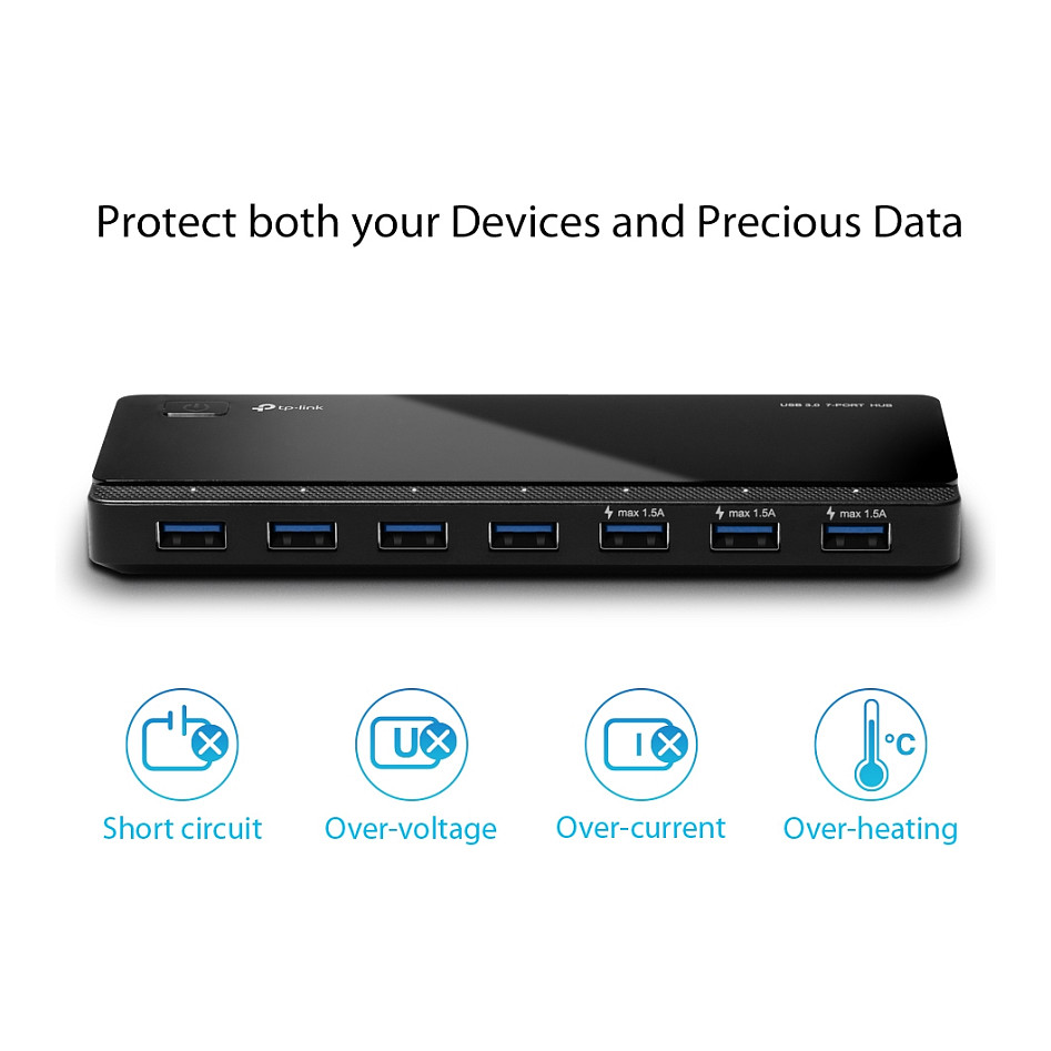 TP-Link UH700 USB 3.0 7-Port Hub – 7× USB-A, 5Gbps, 12V/2A, 5V/1.5A, E Zezë 4