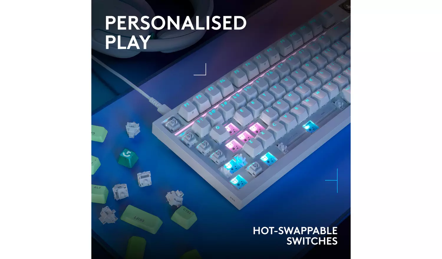 Tastierë Gaming Logitech G316 X 98 / Wired / Mekanike / 98% / Hot-Swappable / Linear & Tactile / LIGHTSYNC RGB / USB-C – Bardhë 4