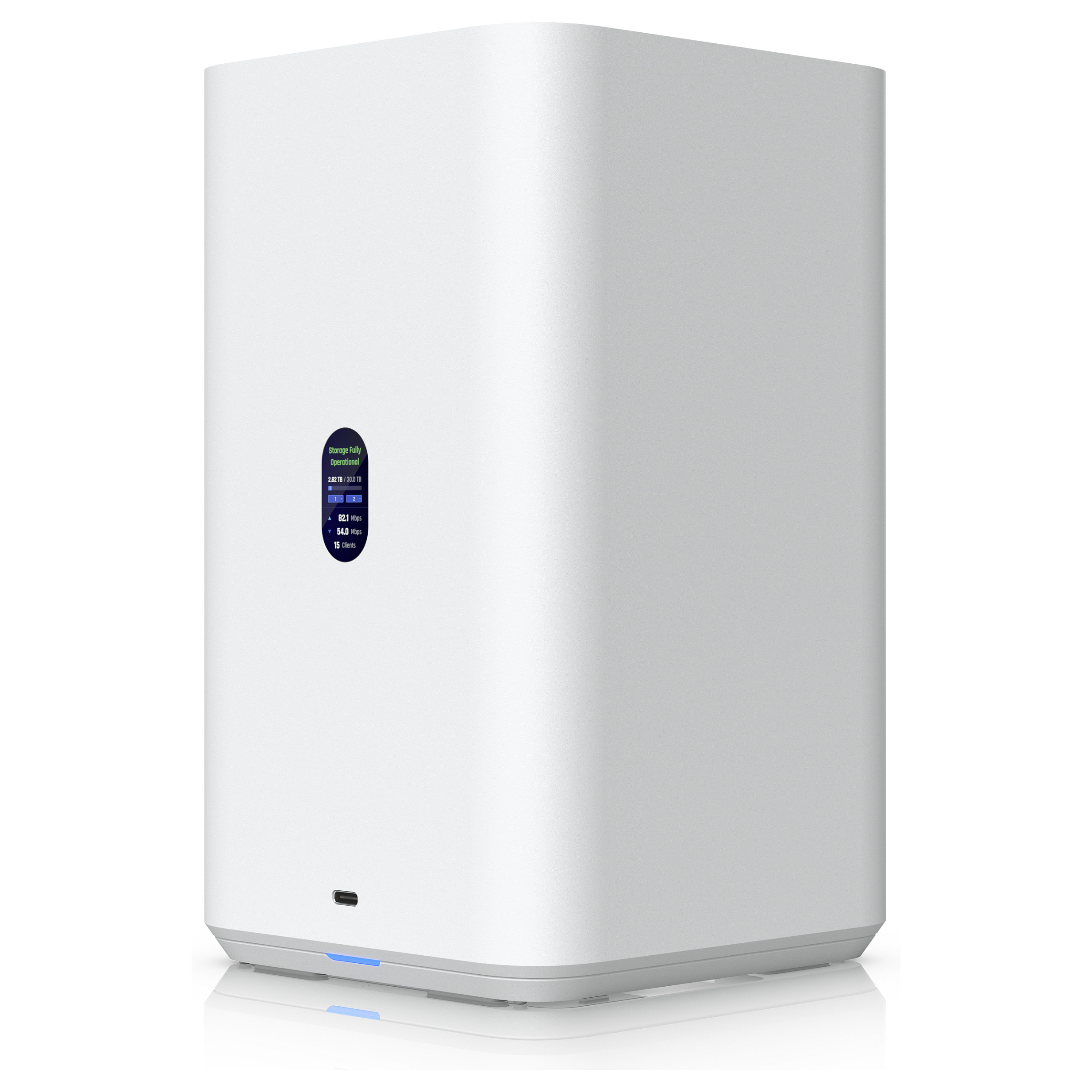 Ubiquiti UniFi UNAS-2-W – 2-Bay NAS, 2x SATA HDD, RAID 1, 2.5GbE, USB-C, PoE++, UniFi Drive Private Cloud 2