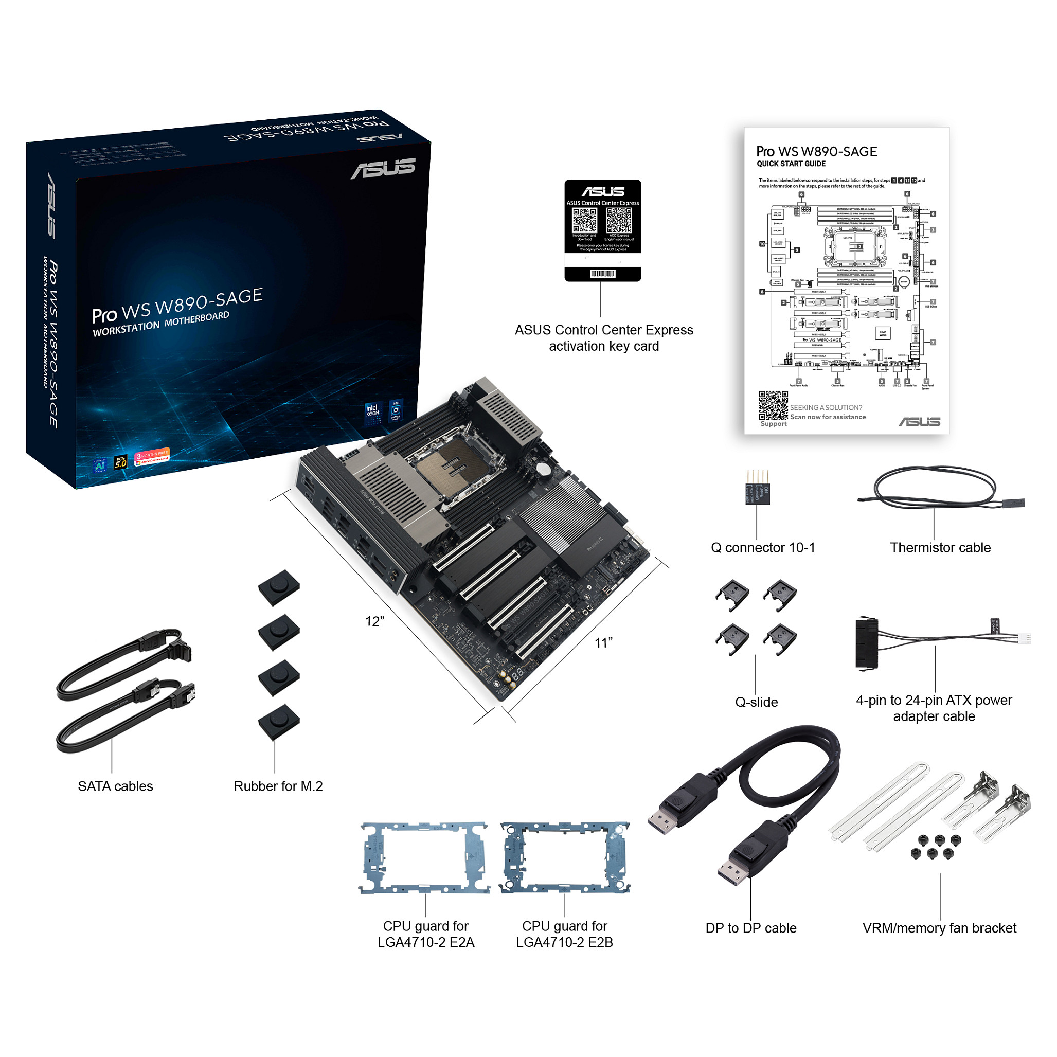 Pllakë Amë Intel ASUS PRO WS W890E‑SAGE / DDR5 / EEB / 4710 thumbnail 4