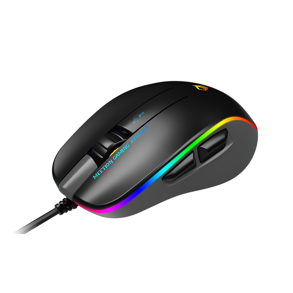 Maus Gaming Meetion GM23 2023 / Butona 5+1 / 12800CPI / Max.7000 fps / RGB / USB / e Zezë dhe Gri 3