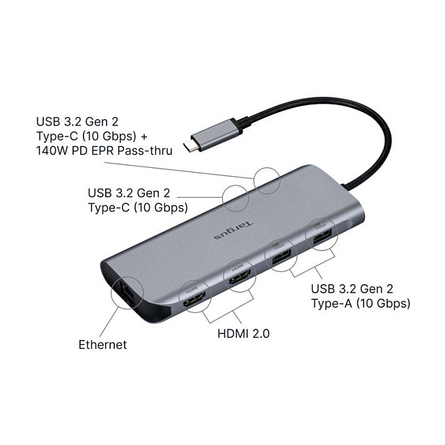 Docking Station Targus / 2xUSB‑C / 2xUSB-A / 2xHDMI / LAN - Argjend thumbnail 3