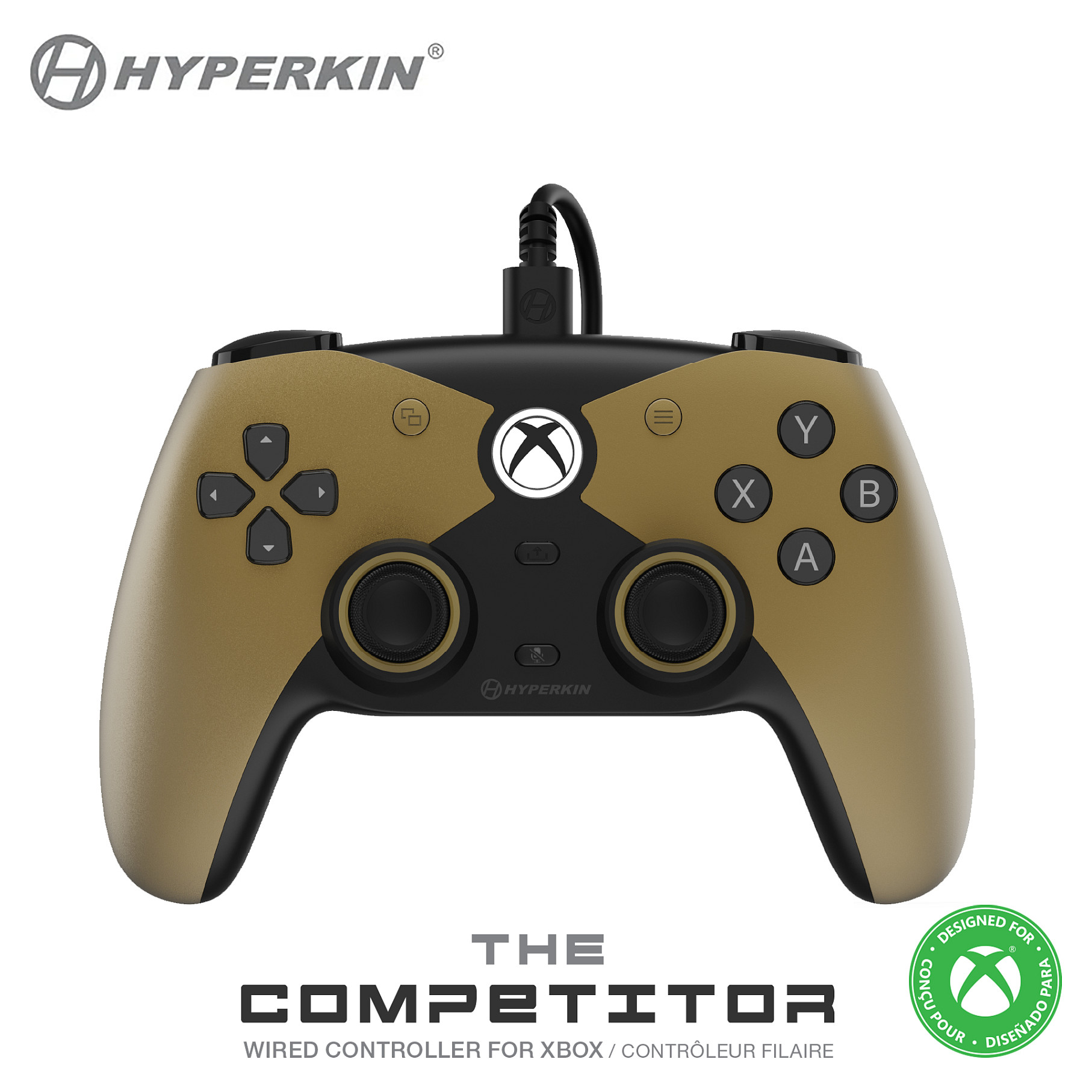 Kontroller për PC / Xbox Hyperkin The Competitor / Wired / Hall Effect / 2 Butona të Programueshëm – Ari/Zezë