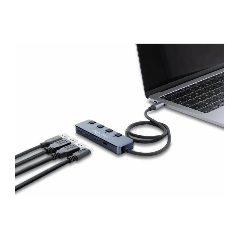 Hub USB DeLOCK, 3x USB-A, 1x USB-C, 10Gbps, me çelës - Zezë 2