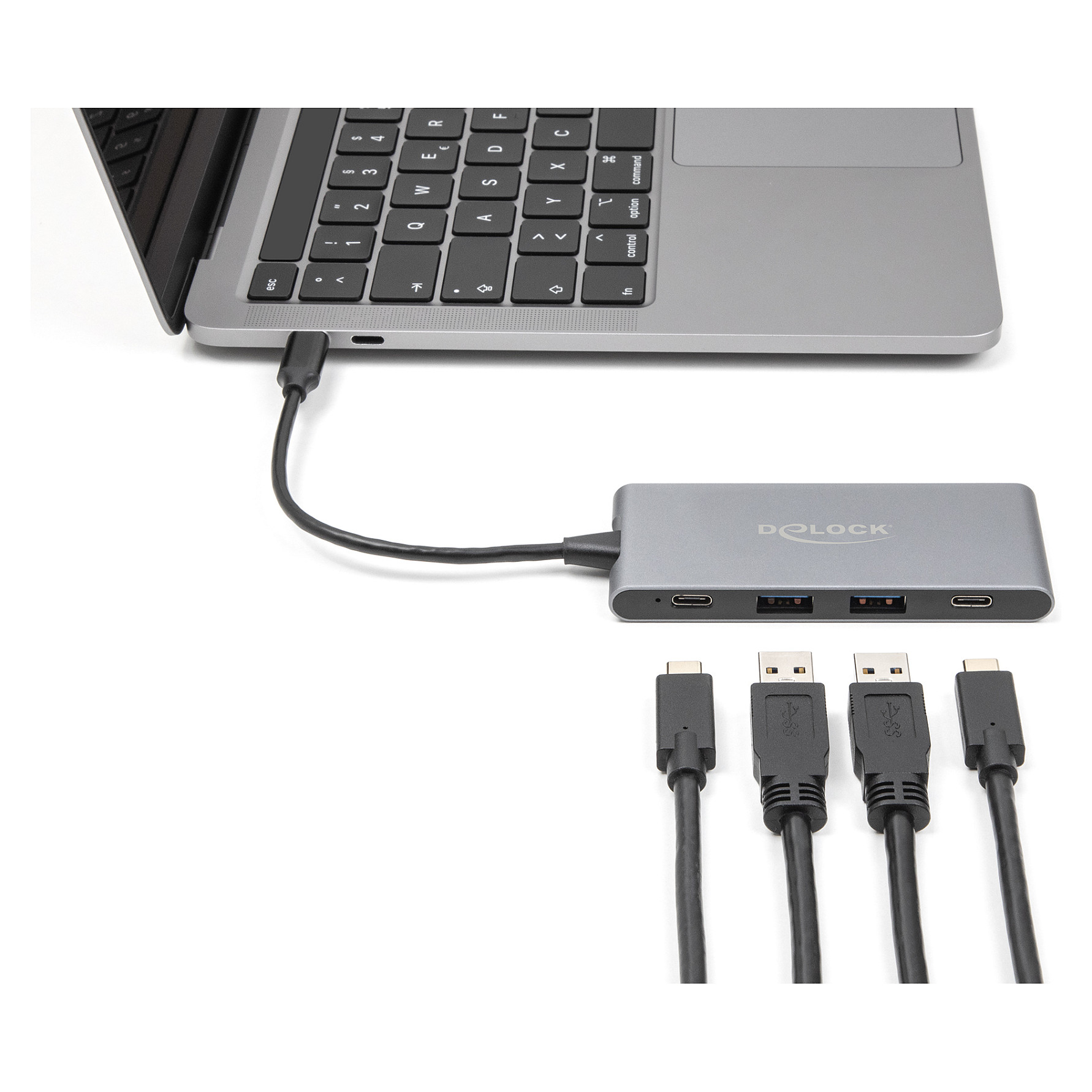 Hub USB DeLOCK 64111 / USB 10 Gbit/s / 2x USB-A + 2x USB-C / 0.15 m - Gri 2