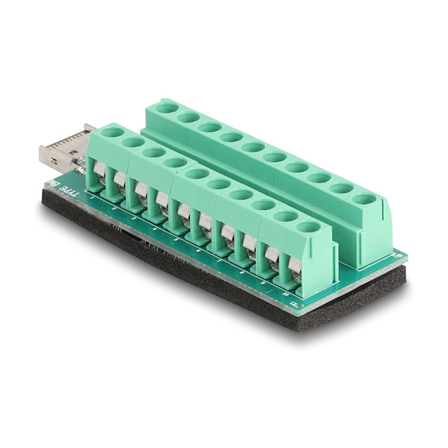 Adapter USB DeLOCK 67188 / USB 10 Gbps / Type-E Key A Mashkull në Terminal Block 20-Pin / 5 mm - Gjelbër 2