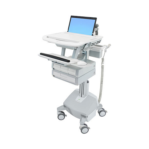 Karrocë për Laptop Ergotron StyleView SV44-1142-2, deri 17.3", 9.5kg, Rregullim Lartësie 51cm, Tabaka Tastiere, 4 Sirtarë, 4 Rrota - Hiri/Bardhë