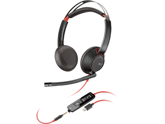 Kufje me kabllo HP Poly Blackwire 5220 / On-Ear / 165g – Zezë/Kuqe 2