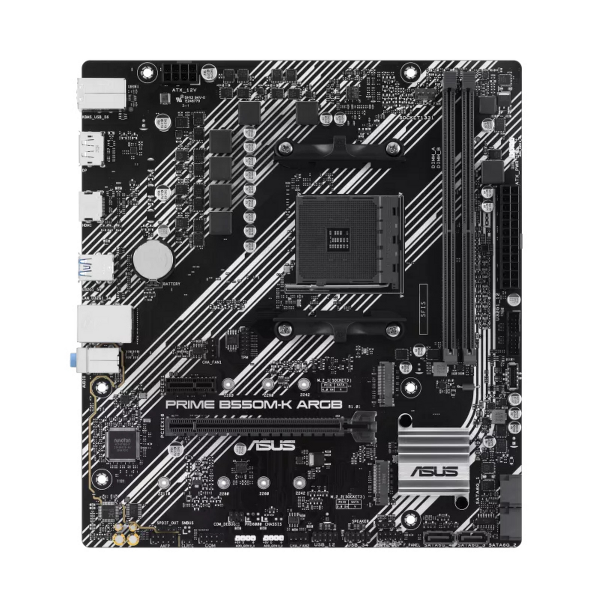 Pllakë Amë Asus Prime B550M-K ARGB Motherboard / AMD Chipset – Zezë/Gri e Hapur