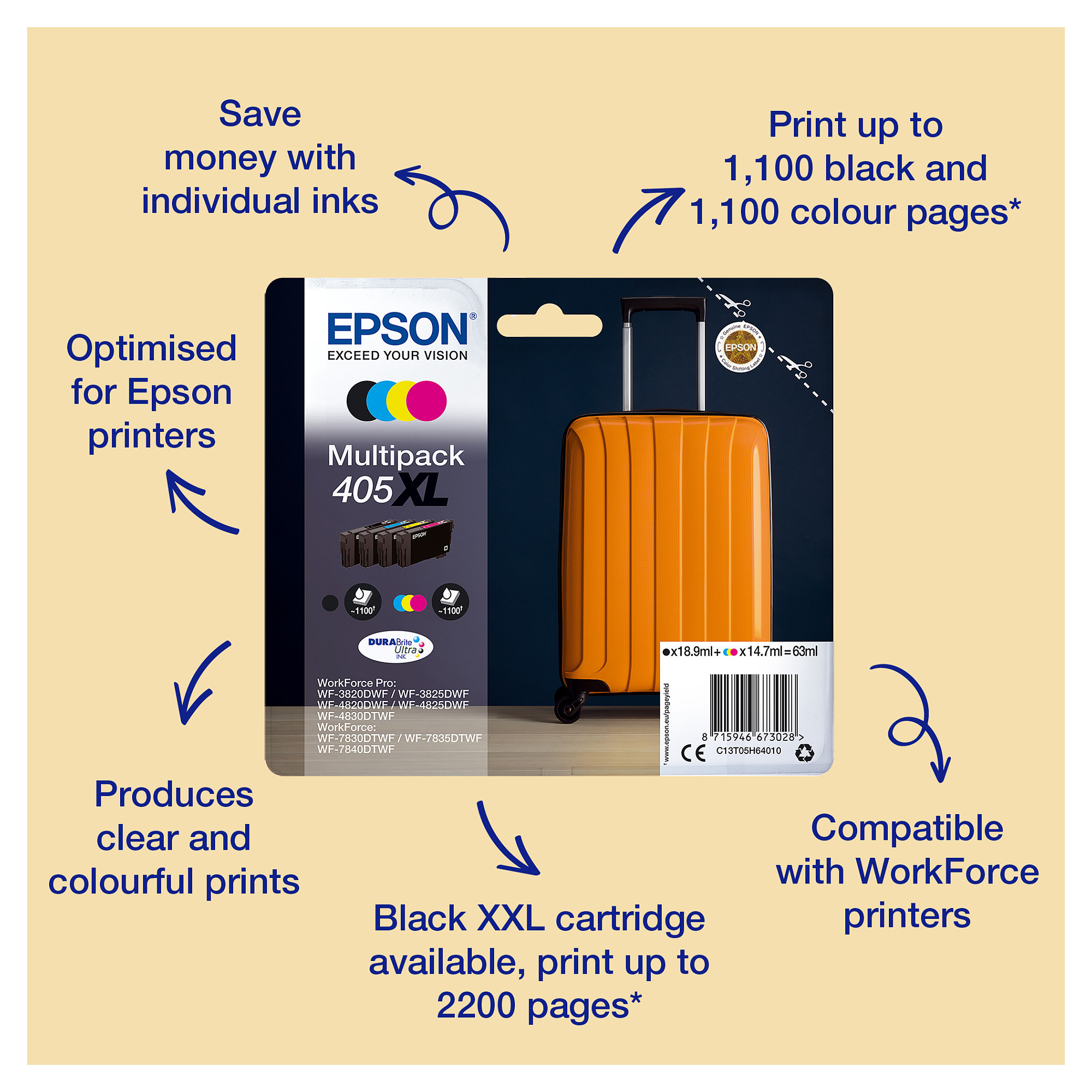 INK Epson 405 6LB Singlepack – Blu (DURABrite Ultra)