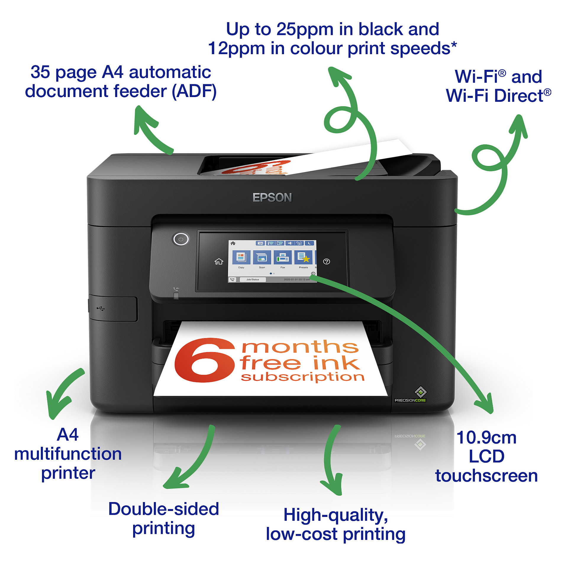 Printer Multifunksional Epson WorkForce Pro WF-4820DWF A4 Color Inkjet - Zezë thumbnail 3