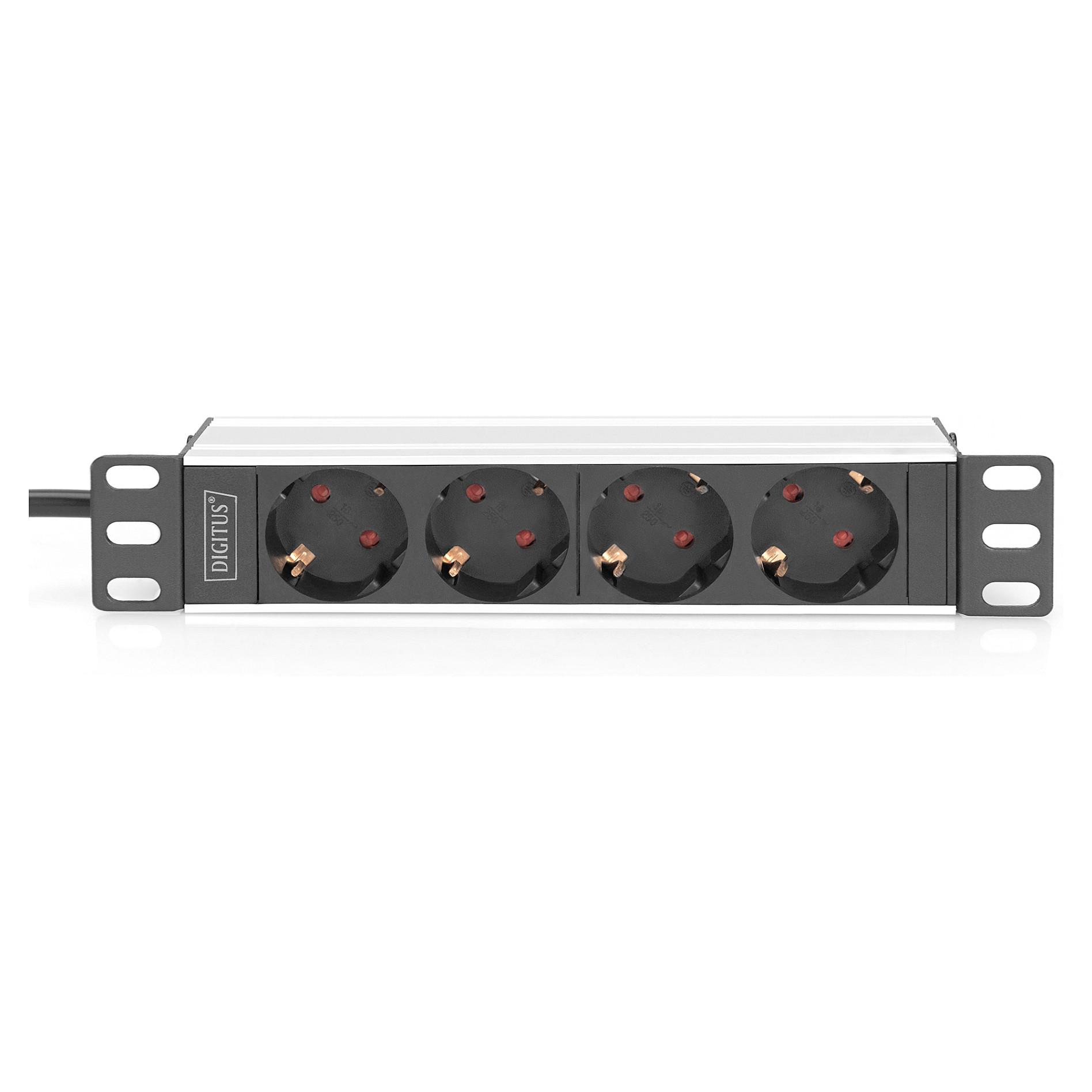 DIGITUS DN-95418 – Zgjatues Rryme Rack 10", 4 Priza, 16A, 4000W, 1U, Profil Alumini – E Zezë 2