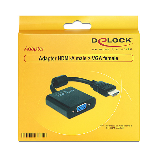 Kabllo Adapter DELOCK / HDMI-A Plug → VGA Socket - Zezë thumbnail 2