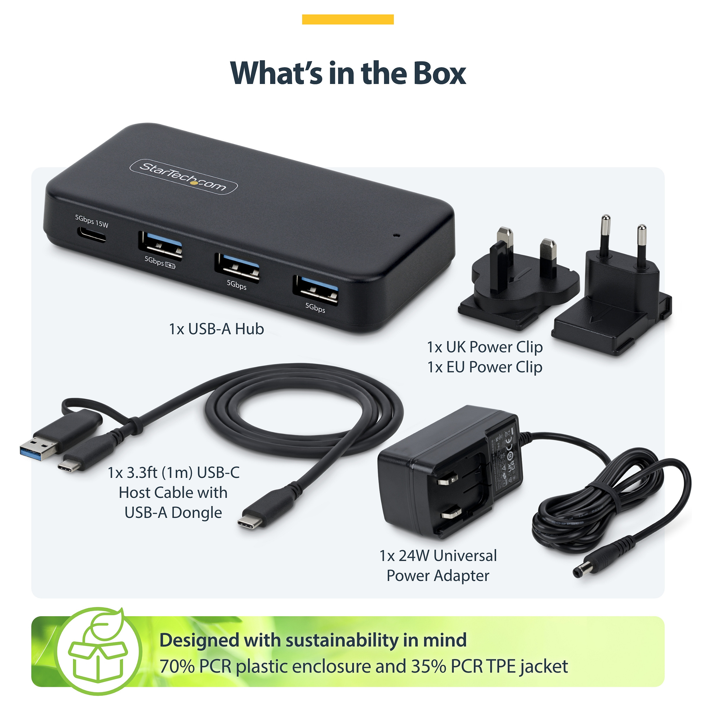 Hub StarTech.com 311UE-USB-HUB, 3x USB-A, 1x USB-C, 5Gbps, 36W - Zezë 4