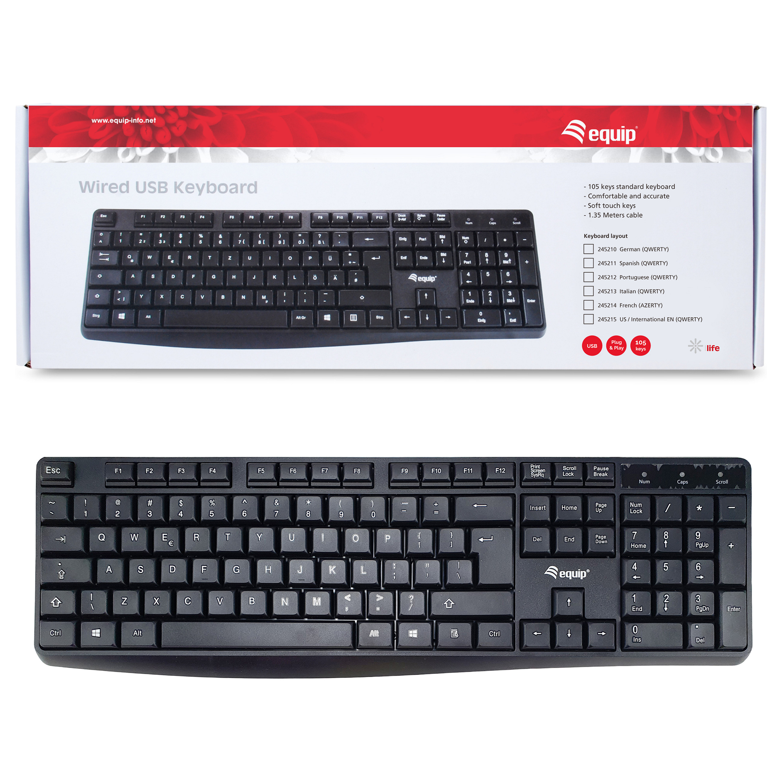 Tastierë me kabllo Equip / US layout - Zezë thumbnail 6
