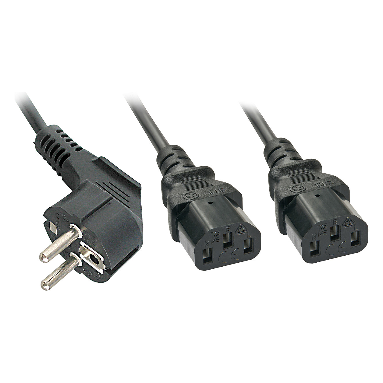 Kabllo për Furnizim me Energji Lindy 30047, Schuko CEE 7/7 në 1x IEC C13 dhe 1x IEC C5, 2 m, 10 A / 2.5 A, 250 V – Zezë 2