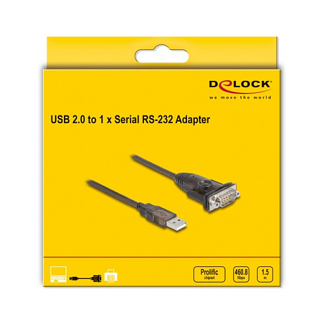 Adapter USB DELOCK 2.0 Type‑A to Serial RS‑232 D‑Sub 9‑Pin thumbnail 4