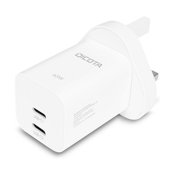 Adapter DICOTA D32185, 2x USB-C, 65W, GaN, Power Delivery, UK - Bardhë 2