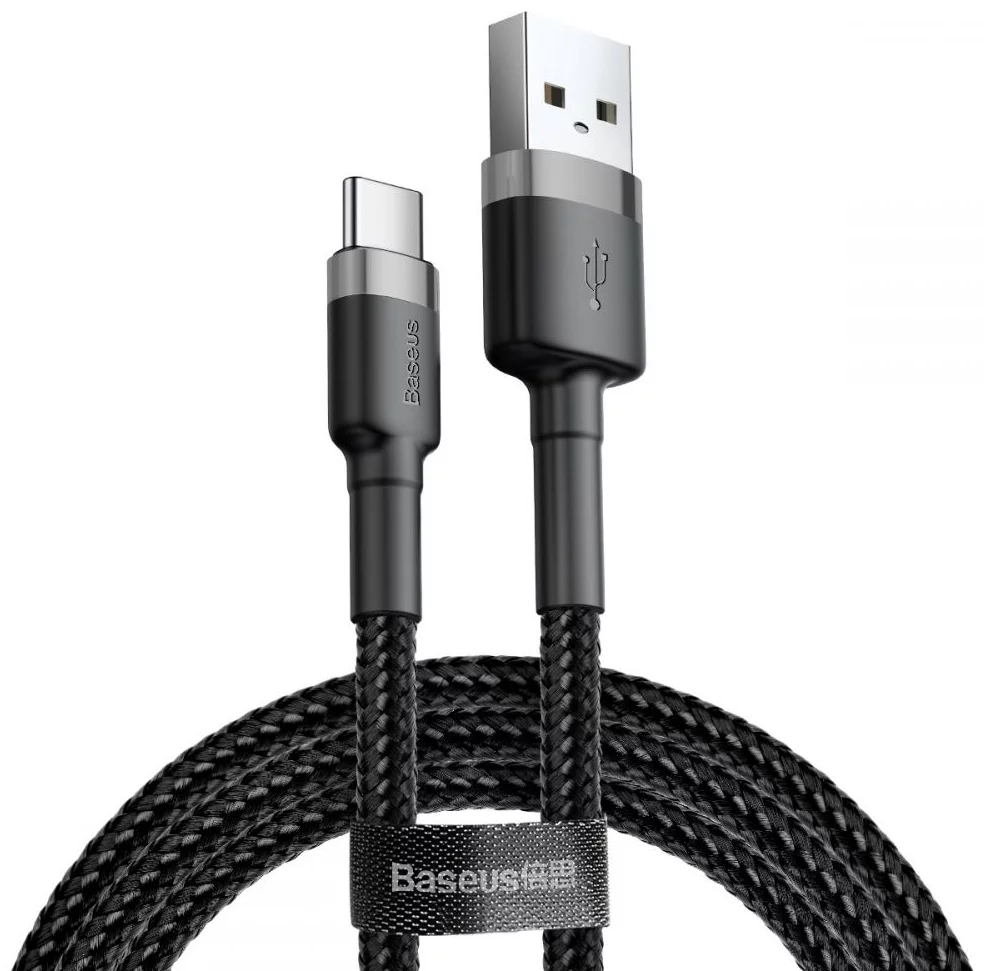 Kabllo USB Baseus Cafule CATKLF-CG1, USB-A në USB-C, 2m, USB 2.0, 2A, Quick Charge - Zezë/Hiri 2