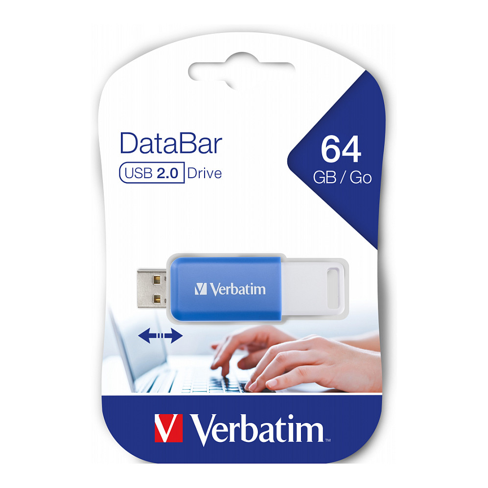 USB Flash Drive Verbatim DataBar, 64GB, USB 2.0 - Blu thumbnail 3
