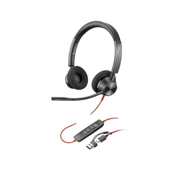 Kufje me kabllo Poly Blackwire 3320 MS / USB-C + USB-A / Dynamic EQ / Mikrofon – Zezë