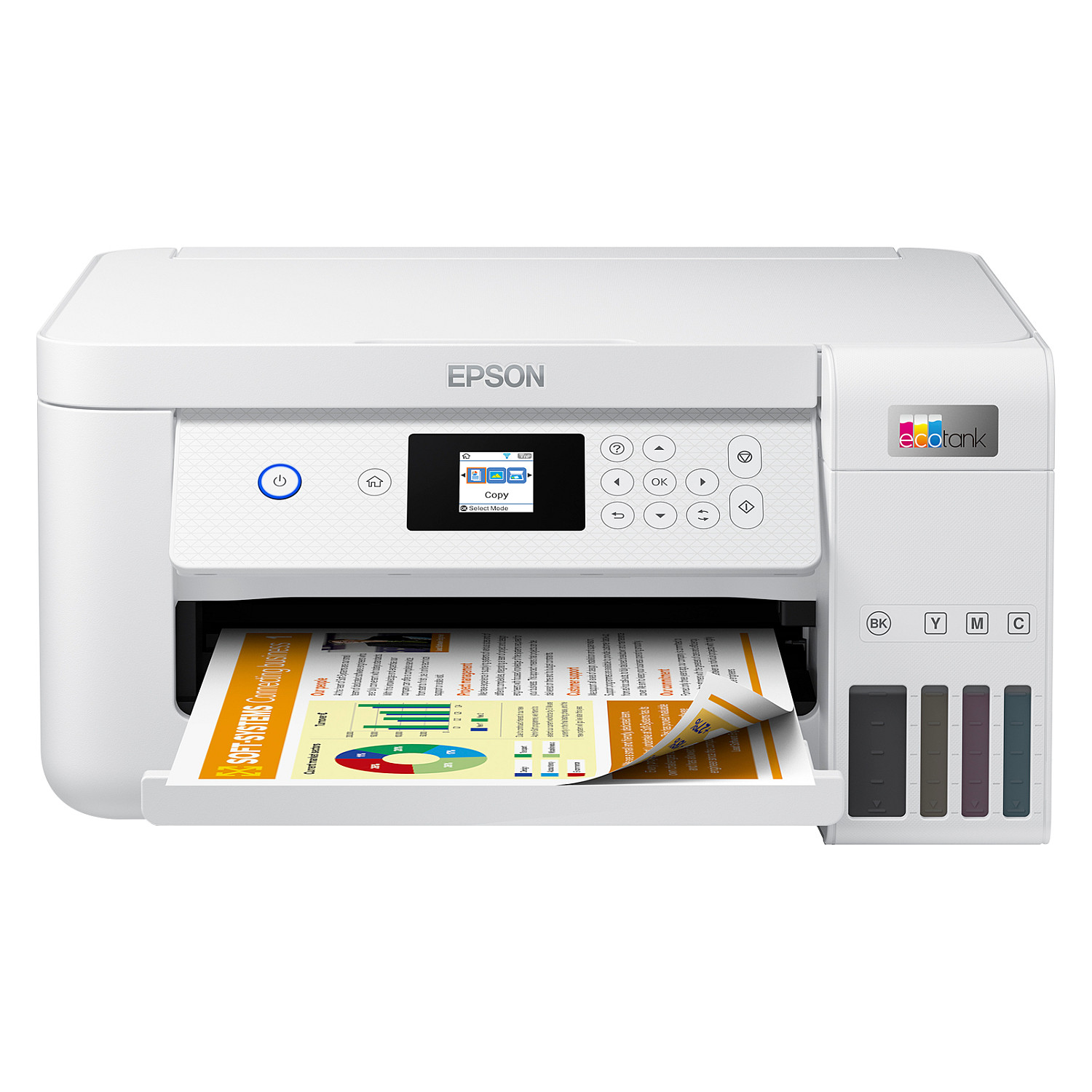Printer Multifunksional Inkjet me Ngjyra Epson EcoTank ET-2856, A4, 5760 × 1440 DPI, 15 ppm, Wi-Fi, Printim Duplex – Bardhë