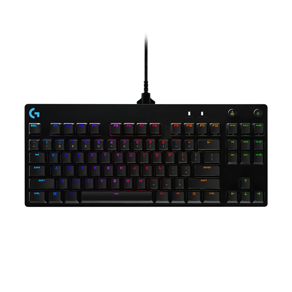 Tastierë Gaming Logitech G PRO, Mekanike, GX Blue Clicky, RGB LIGHTSYNC, TKL, Wired USB, QWERTZ Gjermanisht - Zezë