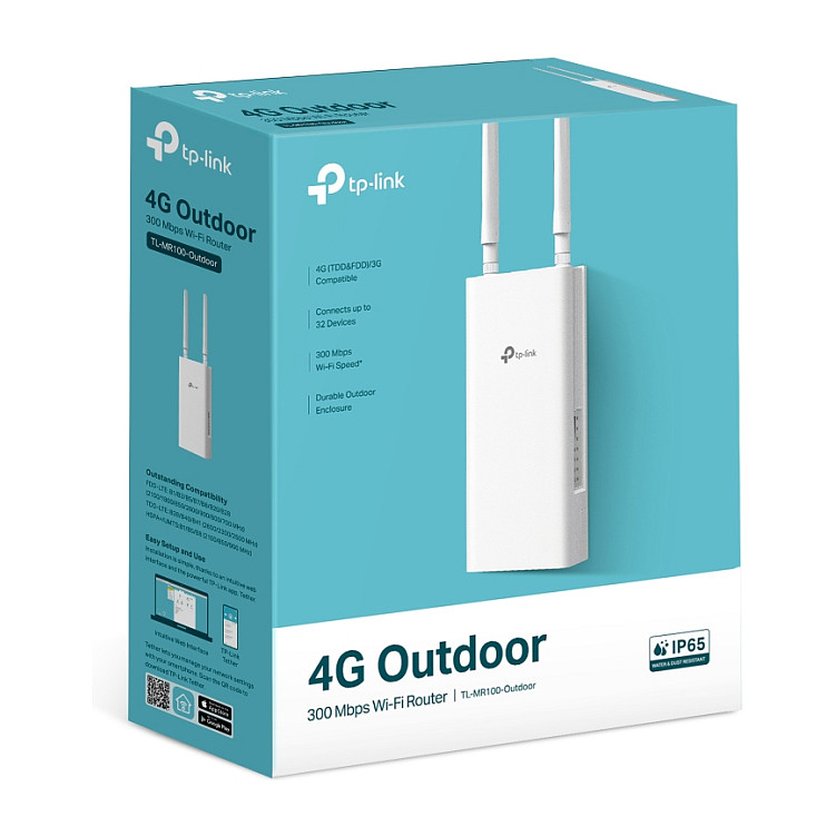 TP-Link, TL-MR100-Outdoor, Ruter, Wi-Fi 4, N300, Single-Band, 4G LTE, 150Mbps, 1× Fast Ethernet WAN/LAN PoE, Nano-SIM, IP65, Bardhë 4