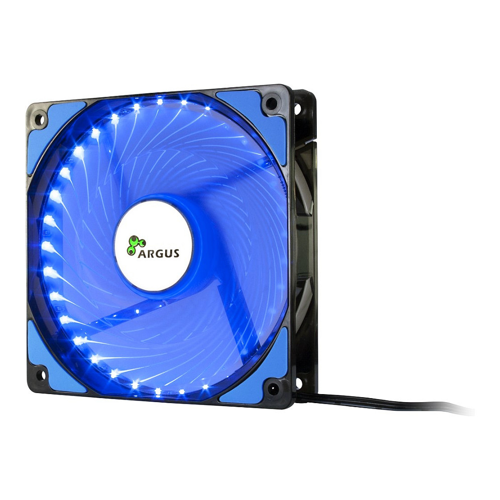 Ftohës për Kasë Inter-Tech Argus L-12025 BL / 120mm / 25mm / 1200 RPM / 59.46 m³/h / 33 LED / 3-Pin / Molex 4-Pin – Blu