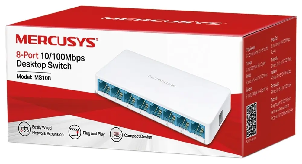 Switch Mercusys MS108 / 8-Porte 10/100Mbps / Desktop - Bardhë thumbnail 2