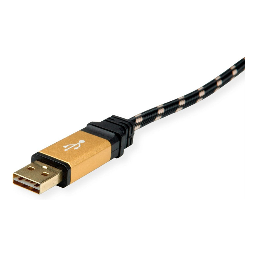 Kabllo ROLINE 11.02.9060, USB-A në USB-C, USB 2.0, 480 Mbps, 0,8 m - Zezë/Verdhë 4