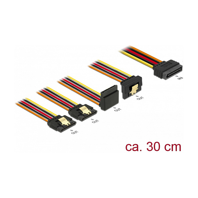 Kabllo për Furnizim me Energji DeLOCK 60148, SATA 15-pin në 4 x SATA 15-pin, 30 cm - Shumëngjyrëshe 2